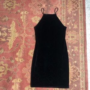 H&M Black Velvet Snakeskin Print Mini Dress